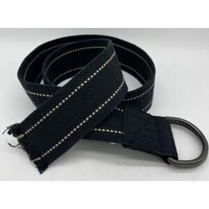 Canvas D Ring Belt Black Cream Thread 32-33 Inches x 2 Inches